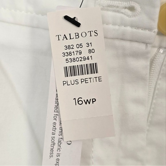 Talbots Womens 16 Petit White Mid Rise Pocketed Relaxed Fit Ankle Chino Pant NWT - Picture 4 of 9